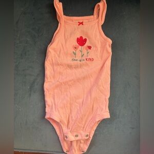 Carter's Coral Bodysuit with Floral Embroidery